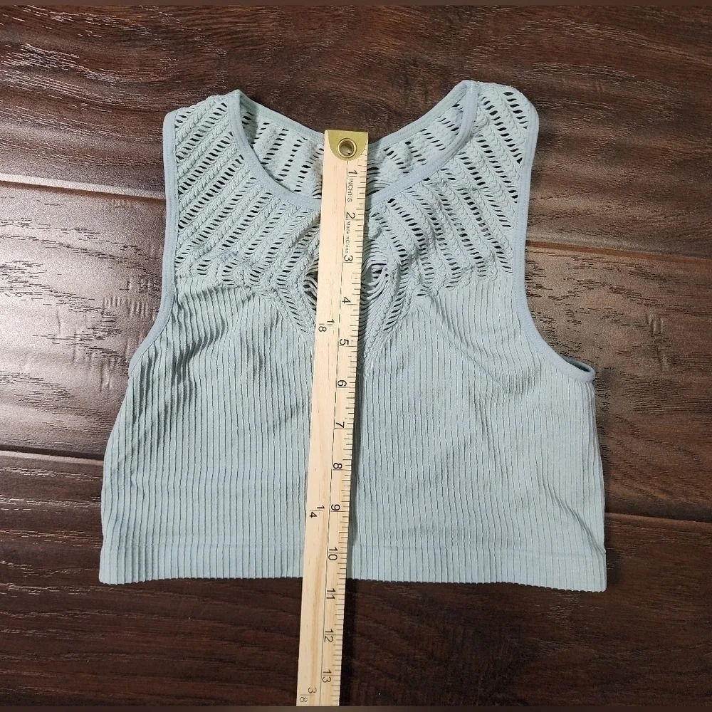 Womens Cut Out Crop Top Itzon Sage Green - Picture 8 of 8